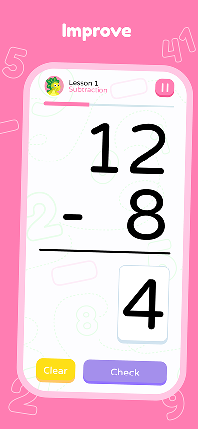 Subtraction quiz activity for children